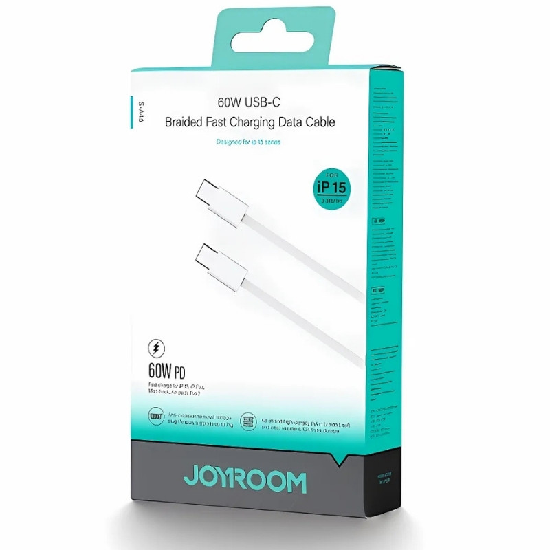 Joyroom Cable trenzado Ben Series 60 W USB‑C a USB‑C 1 m (Blanco)